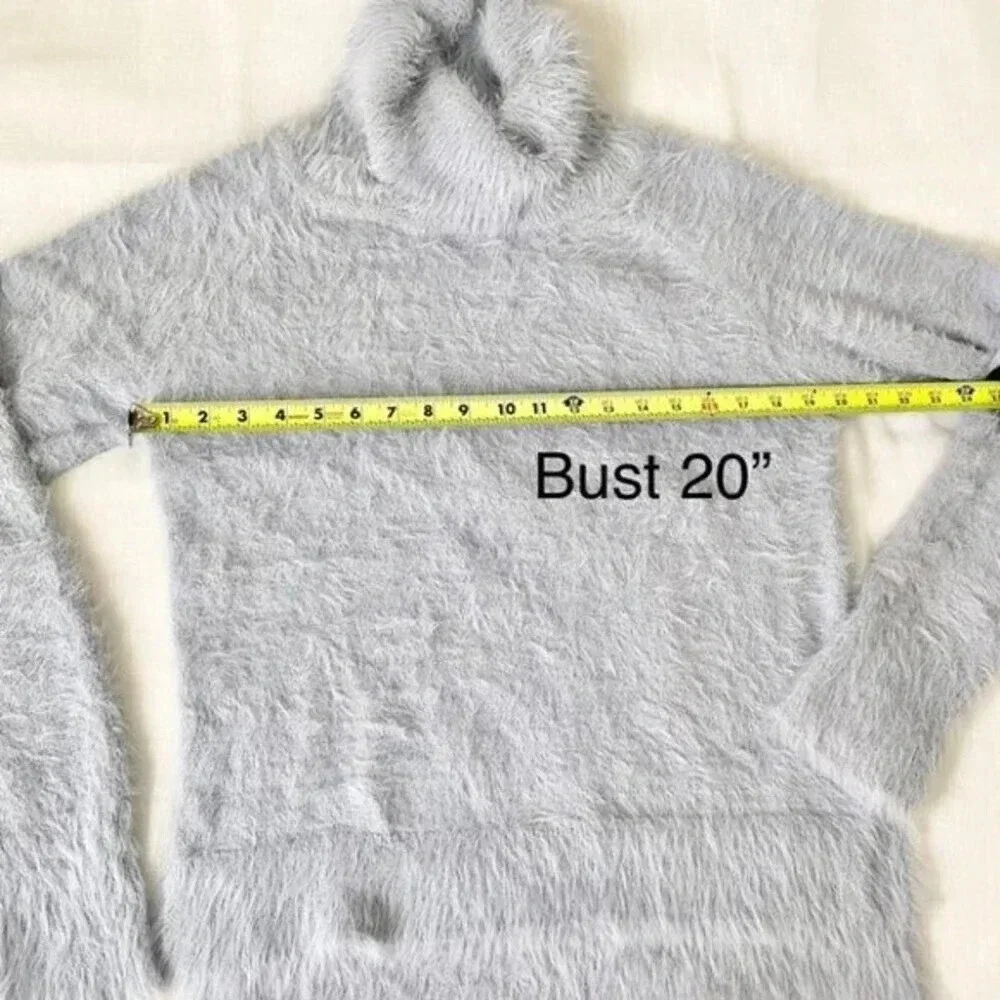 Baby Blue Turtle Neck Shaggy Eyelash Sweater Japan